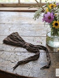 Brown Stripe Tie Back Headband - Stylish Bohemian Head Scarf, Headbands for Women