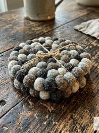 Mixed Gray Wool Felt Ball Coaster Set, Handmade Drink Mug Rug, Eco Cup Mat