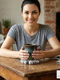 Mixed Gray Wool Felt Ball Coaster Set, Handmade Drink Mug Rug, Eco Cup Mat