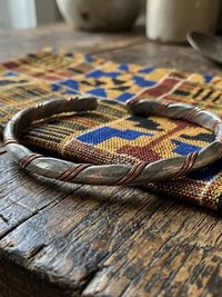 Handcrafted Silver & Copper Woven Bracelet: Kenyan Artisan Jewelry