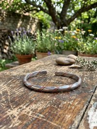 Handcrafted Silver & Copper Woven Bracelet: Kenyan Artisan Jewelry