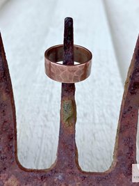 8mm Copper Ring - Rustic Hammered Band, Unique Boho Style Jewelry
