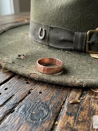 8mm Copper Ring - Rustic Hammered Band, Unique Boho Style Jewelry