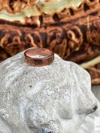 4.7 mm Copper Ring - Rustic Hammered Band, Unique Boho Style Jewelry