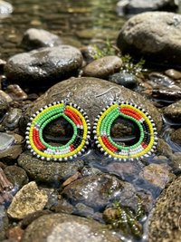 Colorful Round Maasai Beaded Earrings - Statement African Earrings