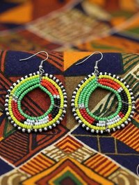 Colorful Round Maasai Beaded Earrings - Statement African Earrings