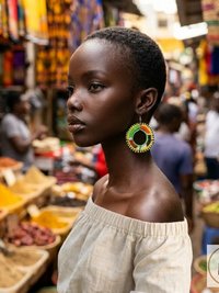 Colorful Round Maasai Beaded Earrings - Statement African Earrings