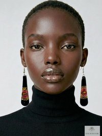 Handcrafted Black Fused Dichroic Glass Earrings - Boho Teardrop Dangle Earrings