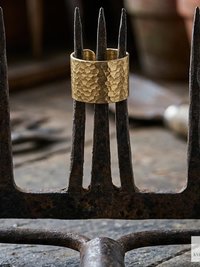 Handcrafted Brass Hammered Ring - Rustic Open-Back Band, Unique Boho Style Jewelry