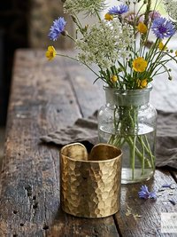 Handcrafted Brass Hammered Ring - Rustic Open-Back Band, Unique Boho Style Jewelry
