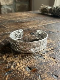 Hammered Silver Cuff Bracelet: Boho Bohemian Jewelry
