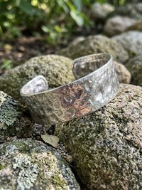 Hammered Silver Cuff Bracelet: Boho Bohemian Jewelry