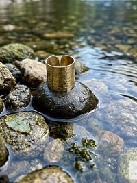 Handcrafted Brass Hammered Ring - Rustic Open-Back Band, Unique Boho Style Jewelry