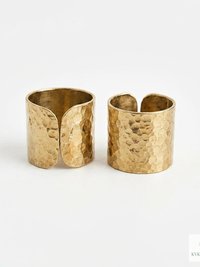 Handcrafted Brass Hammered Ring - Rustic Open-Back Band, Unique Boho Style Jewelry