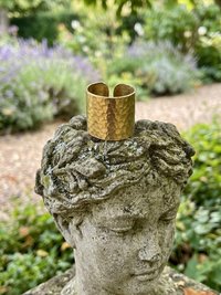 Handcrafted Brass Hammered Ring - Rustic Open-Back Band, Unique Boho Style Jewelry