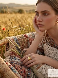 Handcrafted Brass Hammered Ring - Rustic Open-Back Band, Unique Boho Style Jewelry