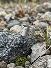 Silver-Plated Brass Cat Tree Face Ring – Rustic Boho Adjustable Statement Jewelry