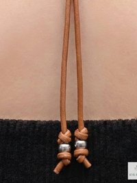 Boho Leather & Silver Bead Necklace - Adjustable Minimalist Style