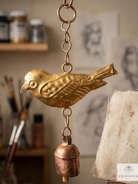 Handcrafted Bird Wind Bell Chime - Rustic Metal Art for Garden & Home Decor
