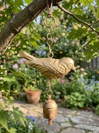 Handcrafted Bird Wind Bell Chime - Rustic Metal Art for Garden & Home Decor