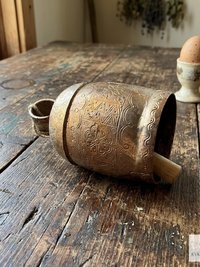 Handmade Etched Copper Bell with Jute Cord: Artisan-made Boho Wall Hanging