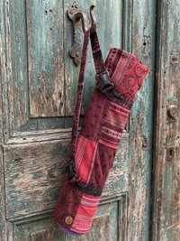 Handcrafted Patchwork Yoga Mat Bag – Boho Cotton Gym Tote, Support Nepal Artisans