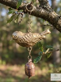 Handcrafted Bird Wind Bell Chime - Rustic Metal Art for Garden & Home Decor