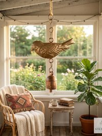 Handcrafted Bird Wind Bell Chime - Rustic Metal Art for Garden & Home Decor