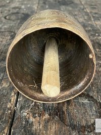 Handmade Etched Copper Bell with Jute Cord: Artisan-made Boho Wall Hanging