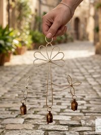 Peaceful: Handmade Flower Garden Wind Chime with Rustic Bells