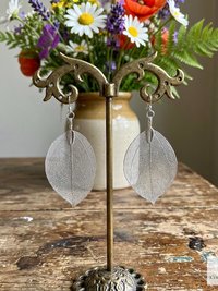 Handcrafted Silver Leaf Earrings - Sterling Silver Wire Botanical Jewelry