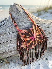Handcrafted Tie Dye Fringe Bag - Bohemian Festival Crossbody Purse