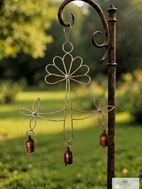 Peaceful: Handmade Flower Garden Wind Chime with Rustic Bells