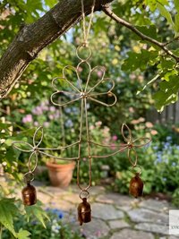 Peaceful: Handmade Flower Garden Wind Chime with Rustic Bells