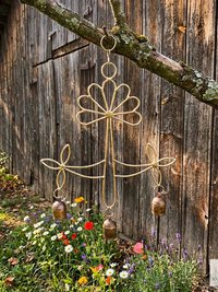 Peaceful: Handmade Flower Garden Wind Chime with Rustic Bells