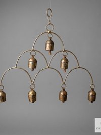 Artisan Chandelier Bells Wind Chime, Recycled Metal Garden Decor, Outdoor Patio Hanging Bells
