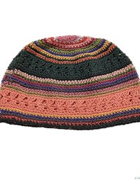 Striped Kufi Skull Cap - Crocheted Beanie Hat, Ethically sourced