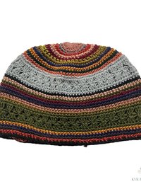Striped Kufi Skull Cap - Crocheted Beanie Hat, Ethically sourced