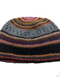 Striped Kufi Skull Cap - Crocheted Beanie Hat, Ethically sourced