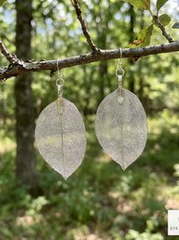 Handcrafted Silver Leaf Earrings - Sterling Silver Wire Botanical Jewelry