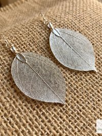 Handcrafted Silver Leaf Earrings - Sterling Silver Wire Botanical Jewelry