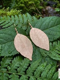 Handcrafted Gold Leaf Earrings, Elegant Botanical Dangles, Delicate Nature Jewelry Drops