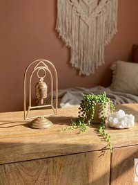 Zen Bell on Stand Peaceful Chime - Handcrafted Artisan Boho Metal Decor, 6 Inch