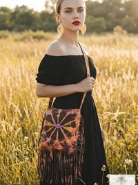 Handcrafted Tie Dye Fringe Bag - Bohemian Festival Crossbody Purse