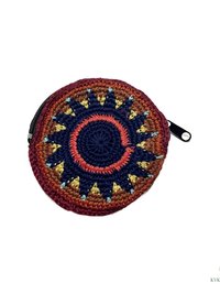 Round Crochet Coin Purse from Guatemala - Colorful Artisan Zipper Pouch