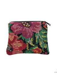 Colorful Guatemalan Huipil Coin Purse - Handmade Boho Wallet with Zip Top Closure