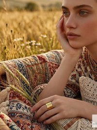 Artisan Hammered Wide Band Brass Ring – Handmade Open Cuff Statement Ring