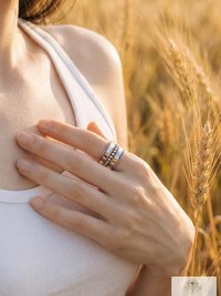 Sterling Silver Wide Band Ring: Boho Dot Detail, Handmade