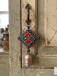 Boho Shisha Mirror Embroidery Bell Keychain - Artisan Indian Recycled Chime