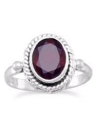 Faceted Garnet Ring with Rope Edge